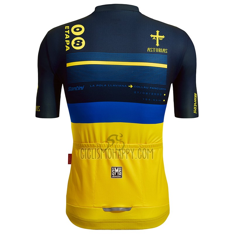 Vuelta Espana Cycling Jersey Bib Short 2022 Men Short Sleeve Black Yellow